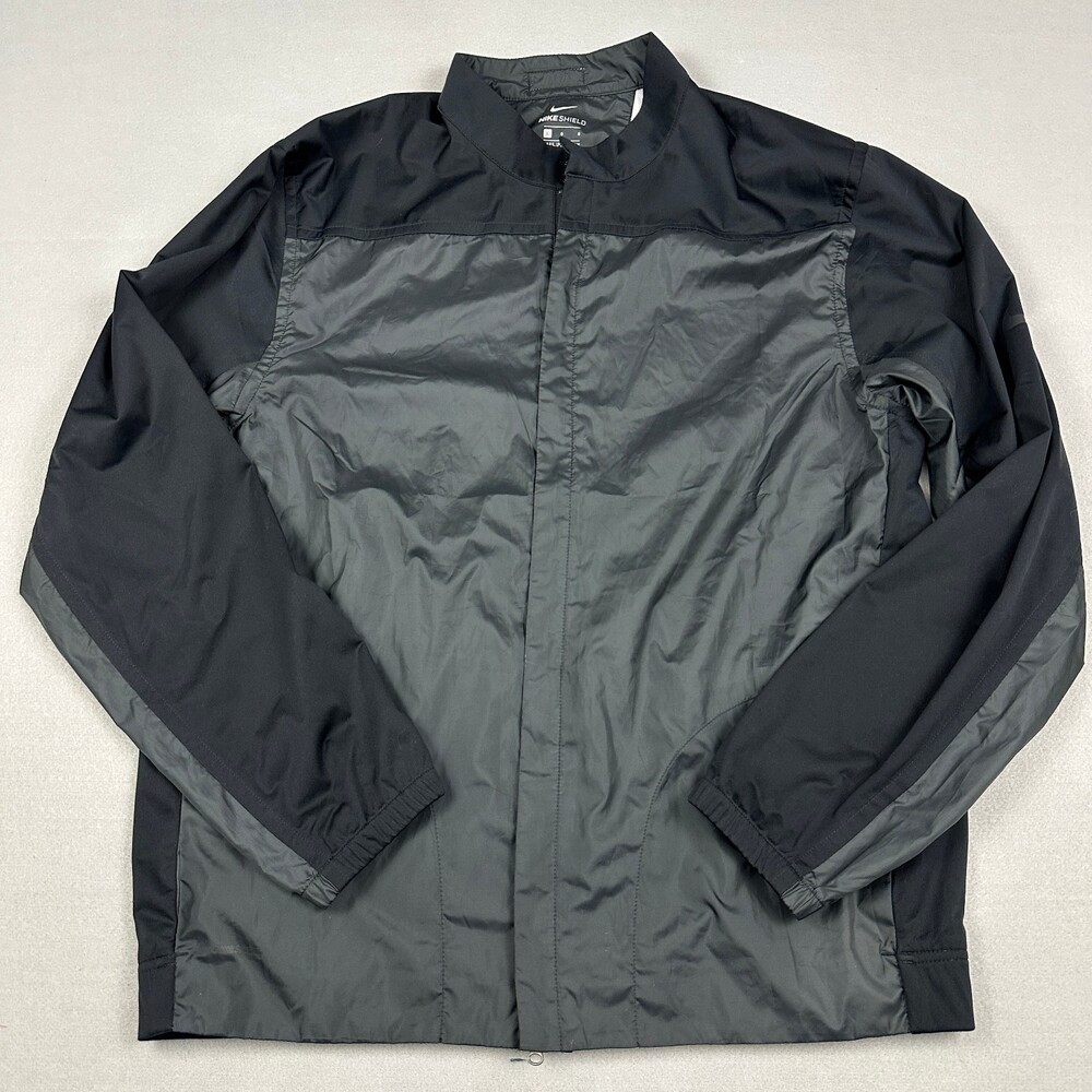 Nike Jacket Men Large Black Gray Full Zip Shield Golf Windbreaker Pockets L
